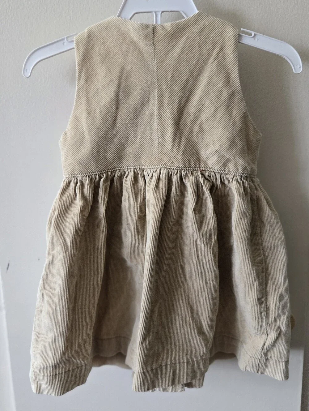 Ralph Lauren Girls' Tan Corduroy Button Front Pinafore Dress Baby 3/6m